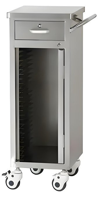 TY-D27 Stainless Steel 20-File Medical Record Trolley