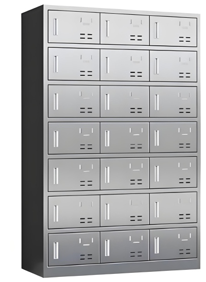 TY-C33 Stainless Steel 21-door Shoe Cabinet (Full Stainless Steel, Full Steel Spray-painted)